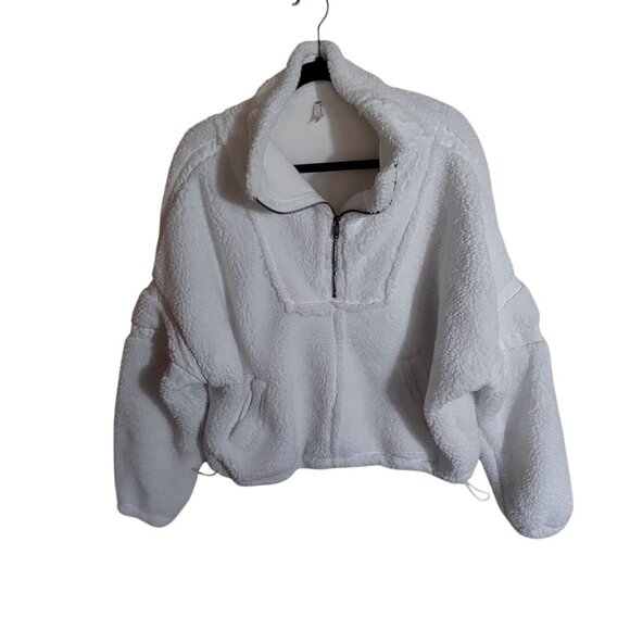 FP Movement by Free People Tops - FREE PEOPLE White Nantucket‎ Oversized Sherpa Fleece PULLOVER JACKET Ivory Sz L
